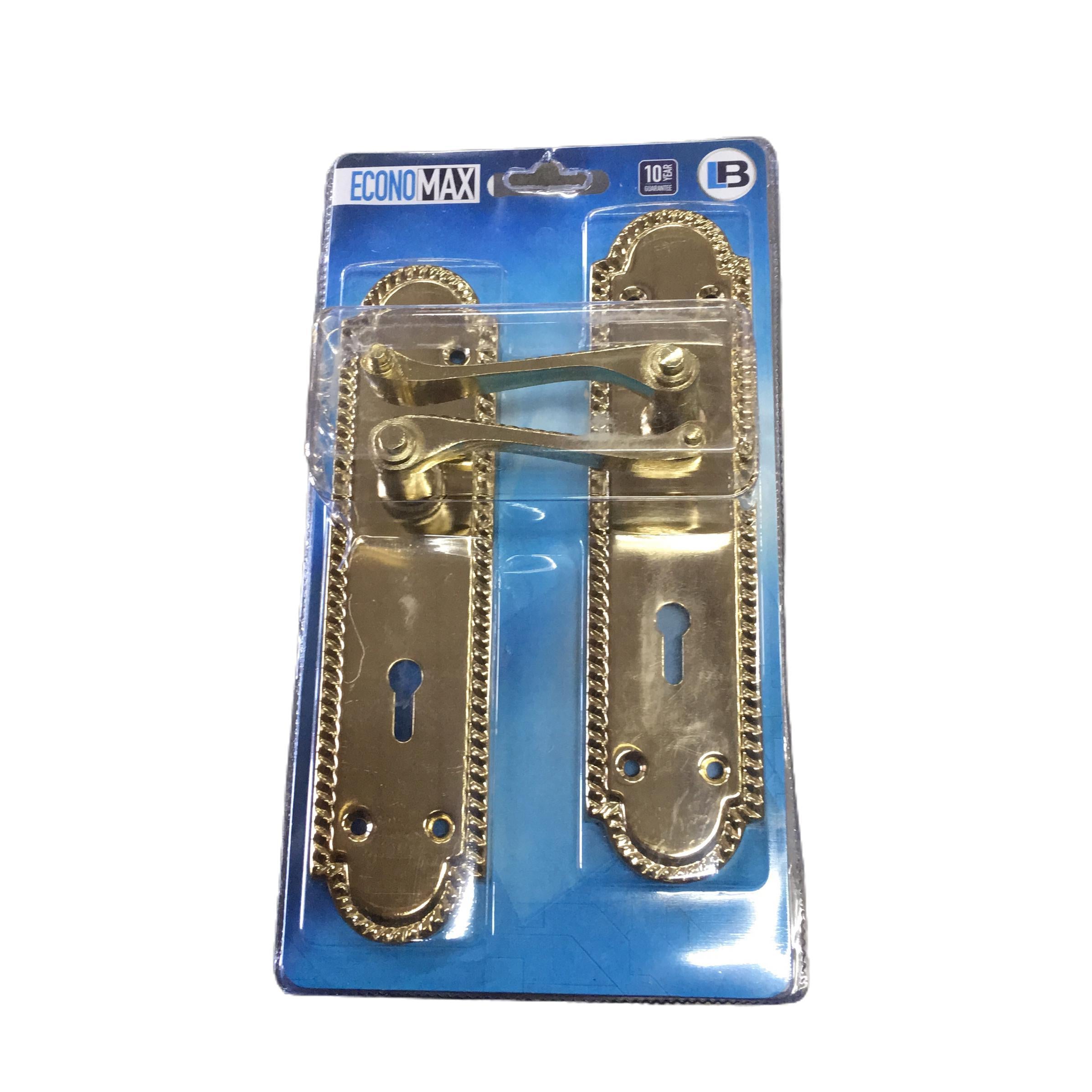 Lockset Georgian 8" Keyhole-Locksets-L&B-Brass Plated-diyshop.co.za